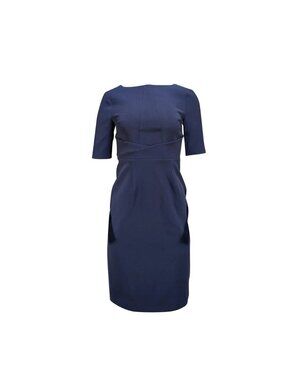 V-65. Toccin Tailored Sheath Dress Navy